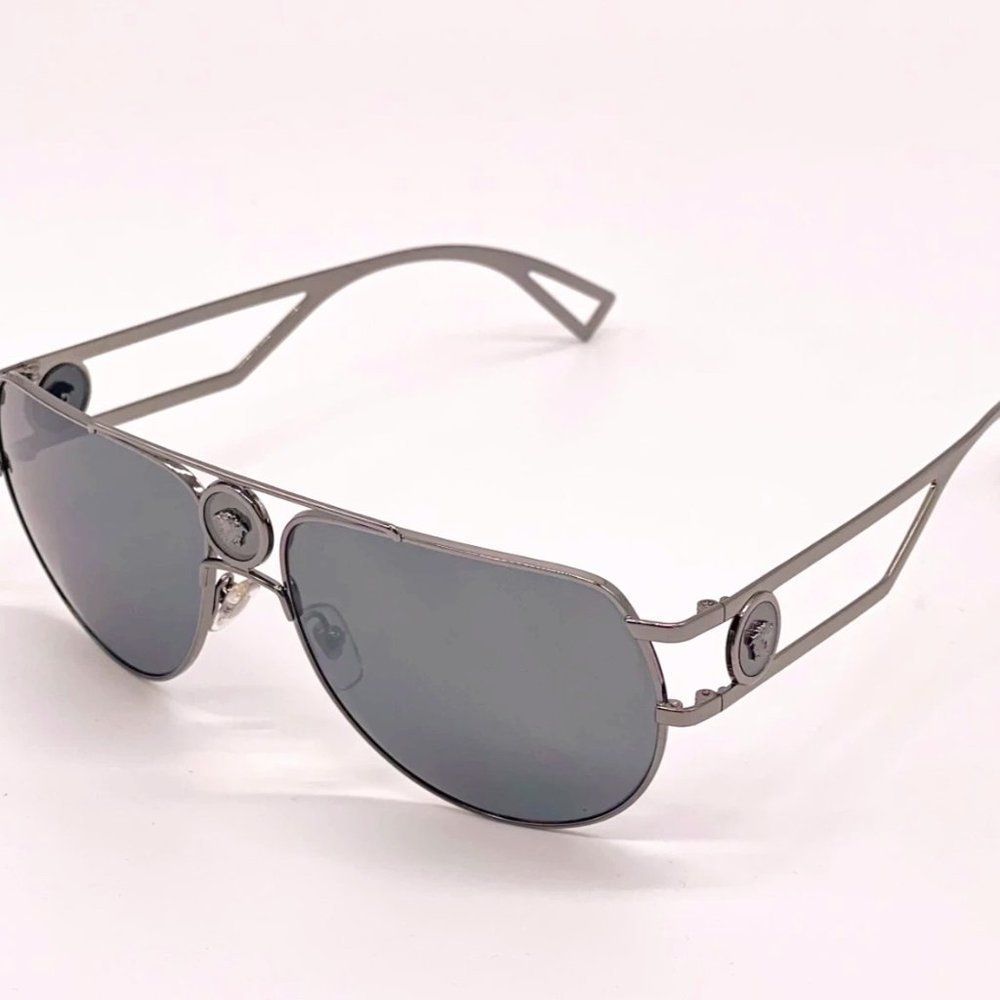 New! Versace Gray Unisex 60mm Sunglasses